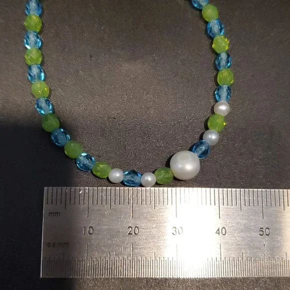 6 Inch 925 Sterling Silver Colorful Crystals And Real Pearls Bracelet - Picture 5 of 6